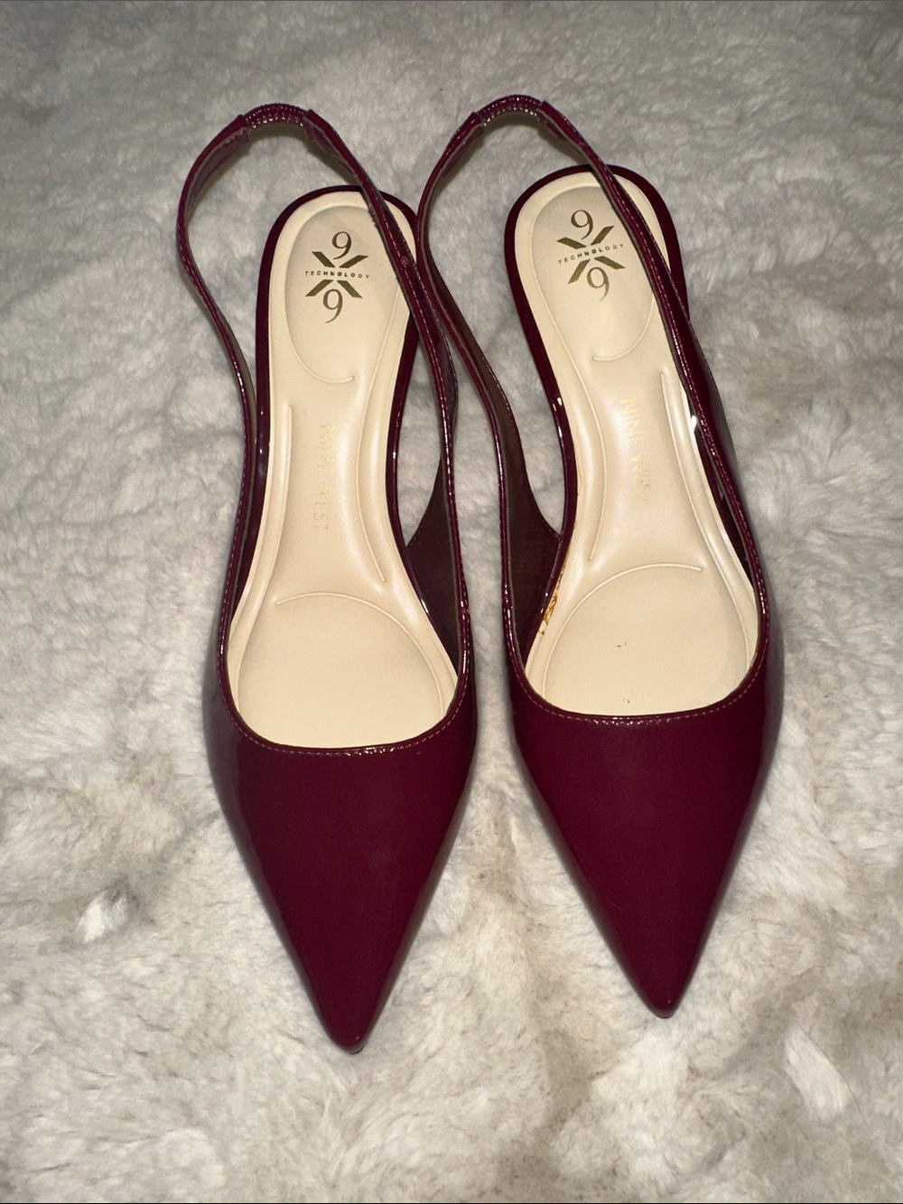 Nine West Burgundy Pointed Slingback Heels